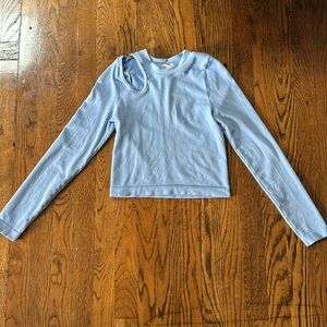 Happily Grey Small Medium Light Blue Long Sleeve Crop Top with Cutout